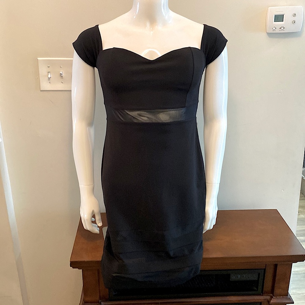 Elegant, J For Justify, Size Large, Black, Mesh Cut-Out, Mid-Length Dress.